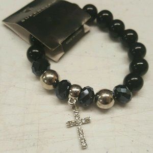 Cross bracelet black / silver